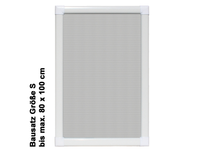 Fliegengitter / Insektenschutz Alu Bausatz für Fenster bis 80x100cm (individuell kürzbar) - Rahmenfarbe: Weiß