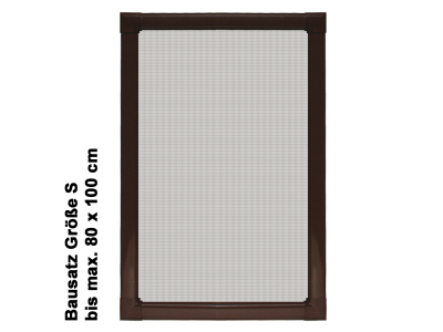 Fliegengitter / Insektenschutz Alu Bausatz für Fenster bis 80x100cm (individuell kürzbar) - Rahmenfarbe: Braun