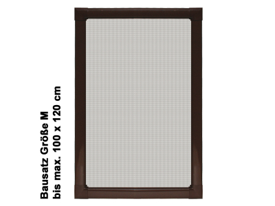 Fliegengitter / Insektenschutz Alu Bausatz für Fenster bis 100x120cm (individuell kürzbar) - Rahmenfarbe: Braun