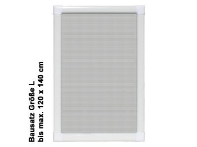 Fliegengitter / Insektenschutz Alu Bausatz für Fenster bis 120x140cm (individuell kürzbar) - Rahmenfarbe: Weiß