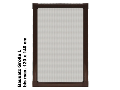 Fliegengitter / Insektenschutz Alu Bausatz für Fenster bis 120x140cm (individuell kürzbar) - Rahmenfarbe: Braun