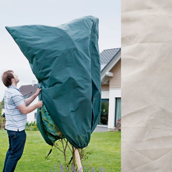 Wintervlies / Winterschutz für Pflanzen rechteckig mit Reißverschluss 200 x 240 cm, beige