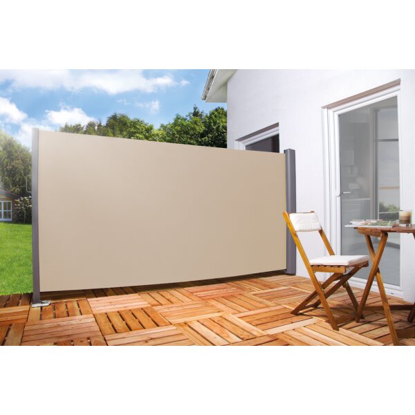 Seitenmarkise für Balkon / Terrasse L: 300cm / H: 200cm - Farbe: Creme / Beige